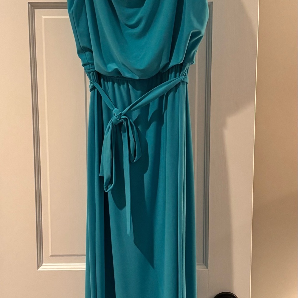 Gabby Skye Strapless Teal Dress